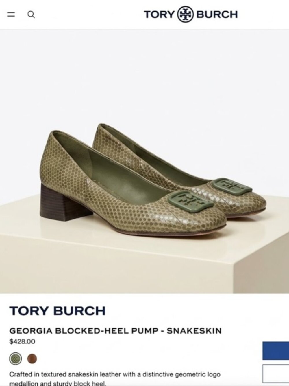 Tory Burch 'Georgia' Square-toe Snakeskin pumps
